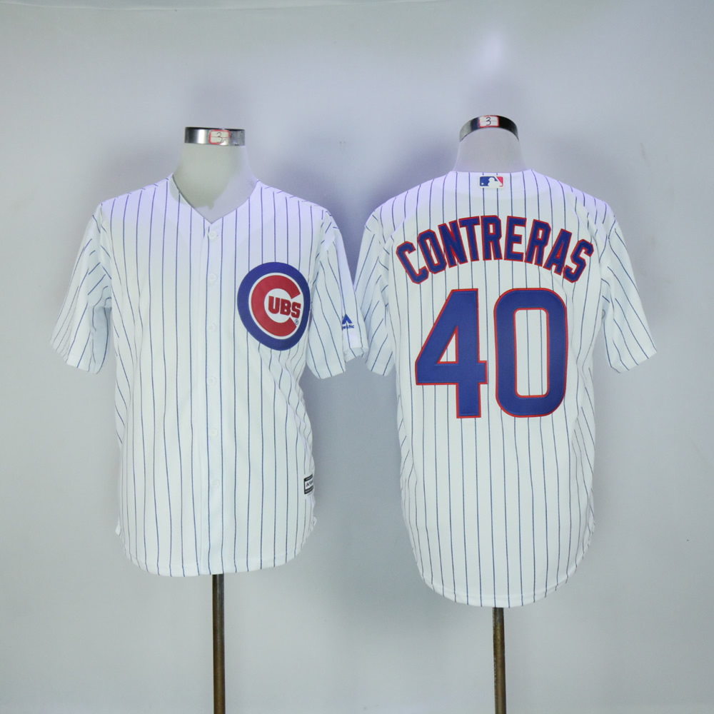 Men Chicago Cubs #40 Contreras White MLB Jerseys